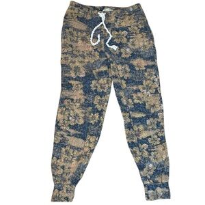 Anthropologie Saturday/Sunday Floral Knit Jogger Pants Blue Size Small EUC